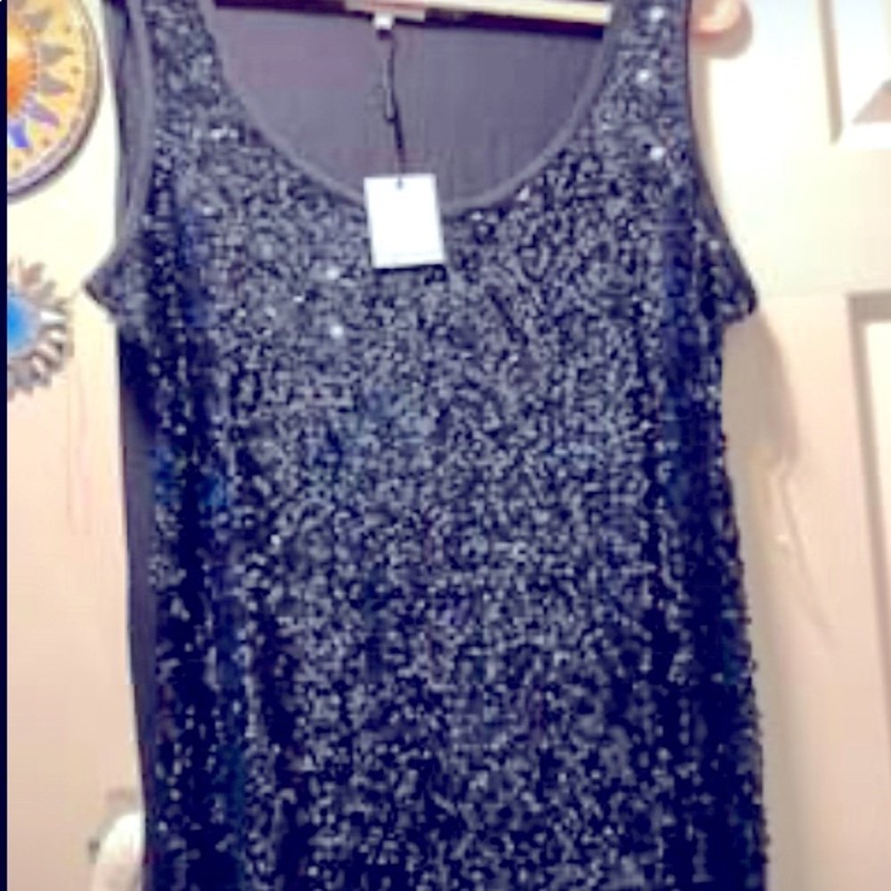 Beautiful Calvin Klein navy blue sequinned tank top size 1x